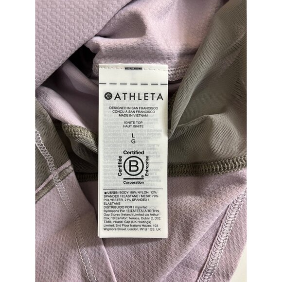 Athleta Ignite Shasta Purple/Bluff Gray Cropped Workout Active Top Size Large - Picture 12 of 14